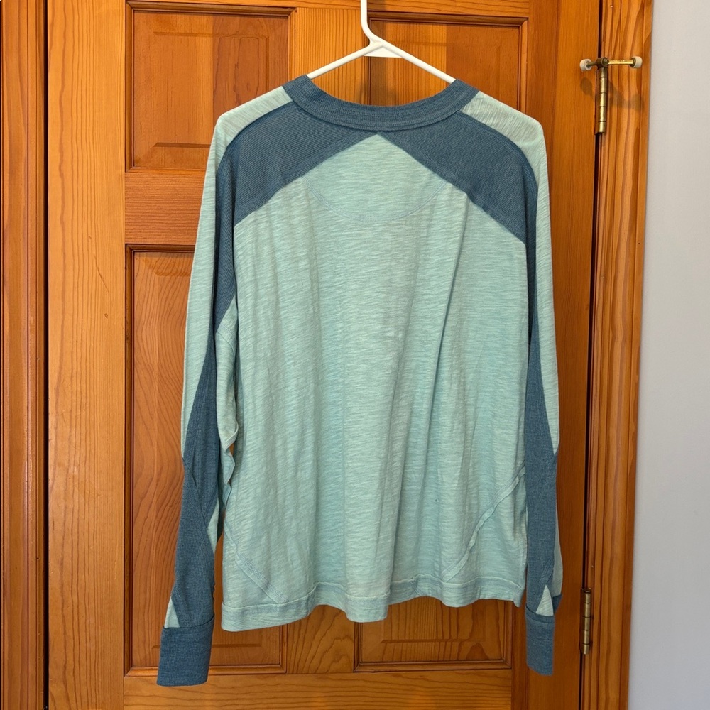 Free People Movement All About It Blue and Mint Green Long Sleeve Top Size Small - Picture 2 of 6